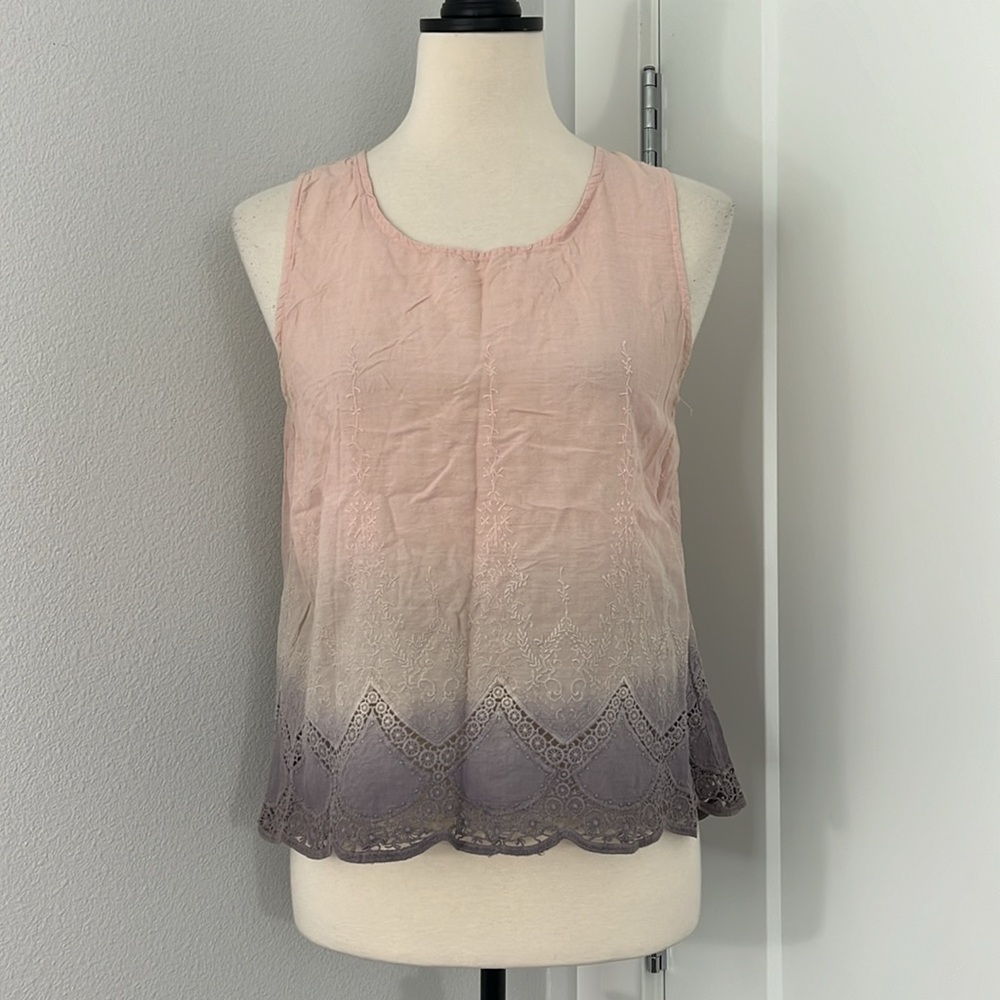 Anthropologie Aratta Medium Pink, Purple Ombre Millicent Split Back Tank Top - Picture 2 of 8